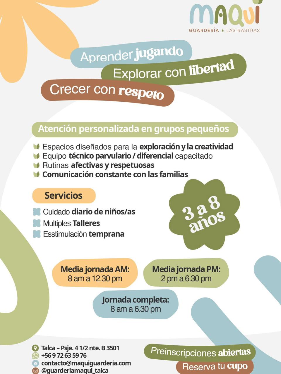 Flyer promocional de Maqui Guardería
