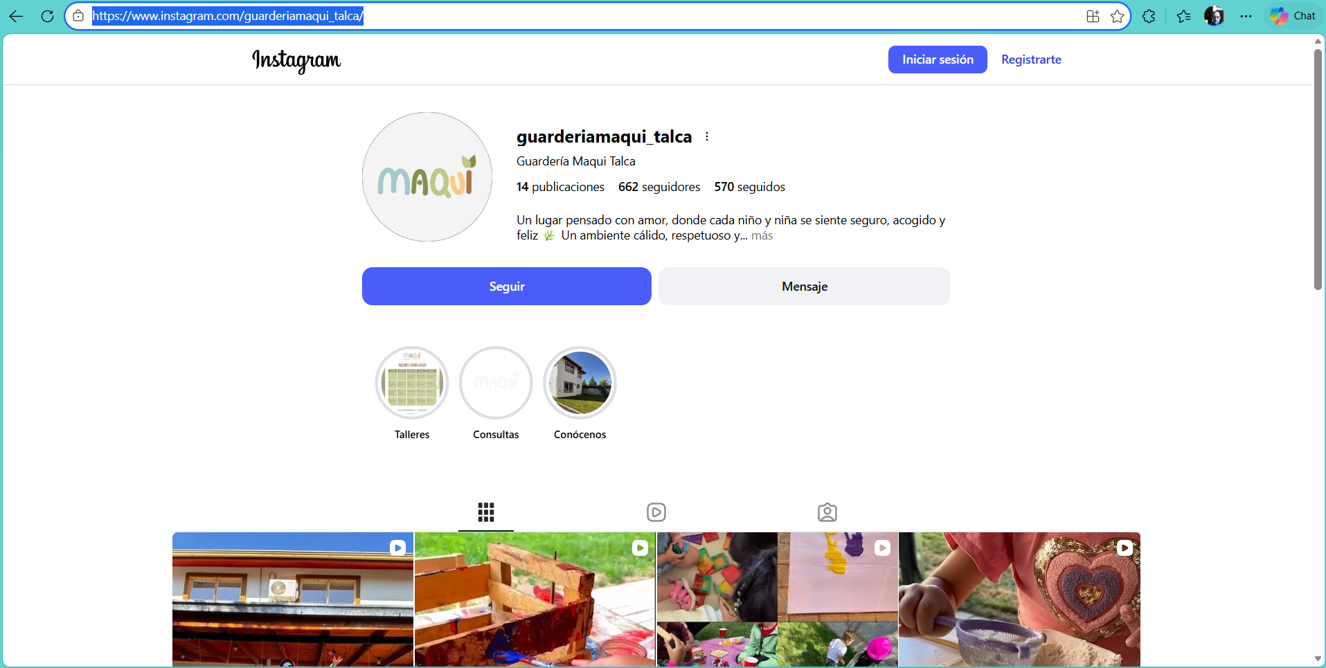Perfil de Instagram Maqui Guardería Talca